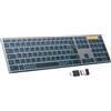 OMOTON Tastiera senza fili per Windows, Bluetooth Tastiera senza fili ricaricabile con 2 canali Bluetooth, 2.4G AZERTY francese tastiera in metallo, retroilluminata ergonomica, silenziosa tastiera