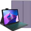 FKQLH Custodia con Tastiera per Lenovo Idea Tab Plus 12,1'' TB365FC, QWERTY Layout 7 Colori Retroilluminata Tastiera Bluetooth Rimovibile, Viola