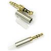 Ketdirect, connettore oro 3 poli per riparazione presa jack audio maschio 3,5 mm per cuffie, connettore in metallo da saldare per riparazione cuffie, color argento, 2 pezzi