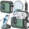 Joremx Custodia Magnetica Per AirPods 4 con Porta Telefono (Verde Mela)