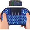 VTNIU Mini tastiera i8 a 7 colori (senza batteria) 2,4 G Air Mouse tastiera wireless con touchpad, tastiera portatile ricaricabile con telecomando per Smart TV, Android TV Box, KODI, Raspberry Pi, PC