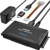 FEMORO Lettore di dischi rigidi IDE SATA a USB 3.0 + adattatore USB C, kit convertitore di recupero dati ultra 3 in 1 con alimentatore 12 V/2 A per SSD interno da 2,5 '' da 3,5 '' HDD IDE SATA Blu-ray