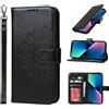 ELTEKER Custodia per iPhone 13 Mini, custodia per iPhone 13 Mini, con 3 scomparti per carte di credito, in pelle, chiusura magnetica, elegante in rilievo, colore nero