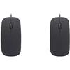 Generic 2 set di mini mouse cablati ultra sottili per computer desktop computer portatile nero opaco bianco carino mouse da gioco ergonomico, nero