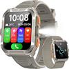 IOWODO Smartwatch Uomo con GPS e Bussola, Assistente AI ChatGPT, 100 Giorni Standby, Orologio Intelligente con Chiamate Bluetooth, 100+ Modalità Sportive, IP68, Android iOS, 2 Cinturini (Khaki)