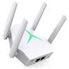 SUKOTOP Ripetitore WiFi 4 antenne 1200 Mbps | Amplificatore WiFi a doppio modulo con 2 porte LAN | Elimina le zone morte casa e ufficio | Installazione guidata da LED | Design bianco compatto e discreto