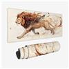 Dozsconz Tappetino Mouse Leone Mauspad Grande XXL 1200x600x3mm, Lavabile Sottomano Scrivania Animale Mouse Pad Migliora la Precisione e la Velocità con Base in Gomma Antiscivolo per Lavoro Ufficio, Regalo Uomo
