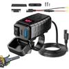 Generic Caricatore USB per moto con voltmetro, porta USB di ricarica rapida PD 3.0 e QC3.0, impermeabile, con interruttori ON/OFF, presa di ricarica USB per GPS, telefoni e manubrio