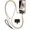 moex Unleash - Cordino per cellulare Motorola Razr Fold, da appendere senza custodia, universale, con moschettone, rimovibile, catena con cuscinetto per custodia, beige, oro