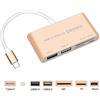Lzcat Hub USB-C OTG, USB-C a USB 3.0 + USB 2.0 + lettore di schede TF/SD/Micro SD + porta di ricarica Micro USB - Cavo adattatore in alluminio per MacBook Pro/ChromeBook/altri dispositivi di tipo C (oro)
