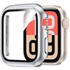 Kamita Impermeabile Custodia per Apple Watch Serie SE 3/SE 2/SE/6/5/4 44mm, Duro PC Bumper Case con Protezione Dello Schermo in Vetro Temperato, Antiurto Copertura Protettiva per iWatch 44 (Argento)