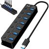 Generic Hub Usb 3.0, Adattatore Multiporta con Interruttori e Luci Individuali, Extender Ad Alta Velocità per Pc, Laptop, Macbook, Unità Flash, Hdd Mobile USB3.0-7 Mouths