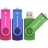 SIMMAX Chiavetta USB 3 pezzi 32GB Pen Drive Girevole USB 2.0 Unità Memoria Flash (32GB Rosa Blu Verde)