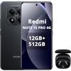 XIAOMI REDMI Note 15 Pro 4G Smartphone da 12+512GB, Batteria da 6500 mAh, Fotocamera da 200 MP, Display AMOLED FHD+ da 6,77 pollici, Nero, Included Smart Earphone