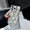YVWUNH Custodia sottile con motivo a fiamma 3D per iPhone 16, 15, 14, 13, 12, 11 Pro Max, antiurto, protettiva, morbida, placcata in argento, per iPhone 11.