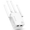 AILKIN 4-Antenna WiFi Extender Signal Booster, WiFi Extender con 1200Mbps Dual - Band 2.4G&5G, WIFI Booster con 3 modalità e 2 porte Ethernet, Wi-Fi Repeater con 12880 Sq.ft Copertura 105 Dispositivi