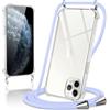 Coiwxmoi Cover per iPhone 11 Pro Max con Cordino 6,5,Trasparente Custodia con Laccio Tracolla Corda Catena Cinghia,Ultra Morbido Silicone TPU Antiurto Case per iPhone 11 Pro Max, Viola