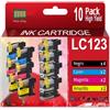 Genérico LC123XL/LC121XL pack 10 cartucce d'inchiostro compatibile con Brother LC121BK/LC123BK, LC123C/LC121C, LC123M/LC121M, LC123Y/LC121Y di alta qualità