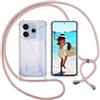 ISOI Cover con Cordino per Xiaomi Redmi Note 14 4G(no para 5G), Custodia Trasparente con Collana Tracolla Laccio Collo Ultra Sottile Morbido TPU Silicone Antiurto AntiGraffio Case, Rosa