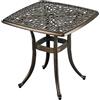Relaxdays Tavolo da Giardino Relaxdays con Foro per ombrellone, HxLxP: 53x53x53 cm, Alluminio, Resistente, Anticato, Nero/Bronzo