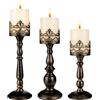 DRELIFAM Set di 3 portacandele decorativi in stile vintage nero invecchiato set di 3 portacandele decorativi grandi da tavolo