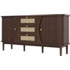 Azkoeesy Credenza, cassettiera, 140 cm, colore noce, con 3 cassetti in rattan e 2 ante scorrevoli, per sala da pranzo, soggiorno, cucina, buffet multifunzionale, mobile contenitore, stile country