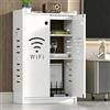 HEFJIAYCIQ Mobile Porta Router Wifi, Mobile Multimediale Con Vano Nascosto E Sistema Di Gestione Dei Cavi, Scaffale Da Terra Per Modem Per Casa E Ufficio,White 1,50x25x80cm