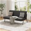 Dripex Divano a 2 posti, in tessuto, moderno, con telaio in metallo, divano lounge con schienale, divano doppio per soggiorno, camera da letto, portata 150 kg, 112 x 75 x 68 cm (nero)