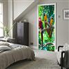 XWYDCF Adesivi per Porte Interne 3D 90 * 210Cm Pappagallo Animale Foresta Tropicale Camera da Letto Porte Carta da Parati in PVC Autoadesivo Impermeabile Complementi Arredo Casa Poster Murale