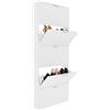 EGLEMTEK Scarpiera Portascarpe 5 Ante In Legno Da Ingresso Salvaspazio A Ribalta Con Maniglie, per Soggiorno Casa Camera Ufficio, Design Ultra Slim Moderno Almada 180 x 70 x 16 Cm, Bianco Lucido