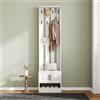 MSMOK scarpiera, bianco, L50/P36/A190cm (L×P×A), scarpiera, mobile per ingresso, con 2 ante, con retro con 8 ganci