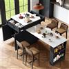 Huayz Tavolo da bar allungabile con spazio di archiviazione (133 - 202 × 70 × 93,5 cm), con due cassetti e quattro scomparti, tavolo da cucina espandibile, per 2 - 6 persone, carrello da pranzo con