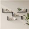 [en.casa] Set Modulare di 3 Mensole a Parete Scaffale da Muro a Gradini e 2 Ripiani Componibili per Libri Oggetti Decorativi Soggiorno Studio Cucina Ingresso - Antracite