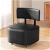 Wefrib Sgabello a rotelle con schienale, sgabello basso in pelle PU, sedia a rotelle, per casa, ufficio, garage, negozio, biblioteca (nero)