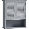 VASAGLE Mobile da parete, mobile da appendere per bagno, armadietto per farmacia con ripiano regolabile, doppia anta e ripiano aperto, 20 x 60 x 70 cm, grigio mistico BBC027P36
