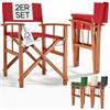 Casaria® Sedie da Regista 2x Pieghevole Legno di Eucalipto Certificato FSC® Braccioli Tessuto Lavabile Altezza di Seduta 46cm Capacità di Carico fino a 160kg Sedie Giardino Esterno