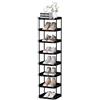 Altdnmaf Scarpiera stretta a 8 livelli, supporto compatto singolo per spazio sottile, impilabile, alta e sottile, ripiani in plastica solida, per corridoi, cucine, camere da letto, organizer per