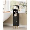 HEYZOEY Armadietto alto da bagno autoportante, armadietto alto con porta, contenitore sottile per bagno, cucina, soggiorno, camera da letto, balcone o ufficio, nero