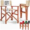Casaria® Sedie da Regista x2 Pieghevole Legno di Eucalipto Certificato FSC® Braccioli Tessuto Lavabile Altezza di Seduta 46cm Capacità di Carico fino a 160kg Sedie Giardino Esterno