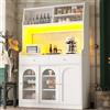 Witimisy Armadio da cucina, alto con 2 cassetti, credenza con illuminazione a LED, colori chiari variabili, 120 x 40 x 180 cm (bianco)