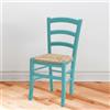 Indomita Set 2 sedie in legno di faggio con seduta paglia Venezia colore anilina celeste