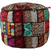 Aakriti Gallery - Copri pouf rotondo in stile etnico, rivestimento decorativo indiano in cotone ricamato per poggiapiedi, ottomano, solo fodera, nero, 56 x 35,6 cm