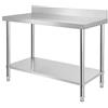 HENGMEI Tavolo da cucina in acciaio inox, regolabile in altezza, per cucina, bar, ristorante, 120 x 60 x 85 cm, con alzata
