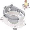 Nukdey Seggiolino da Bagno per Bambini 6-24 Mesi, Seggiolino Doccia Neonato Antiscivolo con 4 Ventose Forti e Schienale Ergonomico, Sedia Doccia Bambini Portatile, Regalo per Neonati e Neomamme(Grigio)