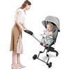 Homewell Passeggino leggero per esterni, passeggino portatile, passeggino compatto con ruote bloccabili, adatto fino a 15 kg, con parasole nero e ruote bloccabili