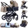YAZOCO Passeggino Trio 3 in 1 Carrozzina Ovetto Pieghevole Set Passeggino Neonato Sedili Parapiedi Zanzariere Carrozzina Multifunzionale