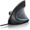 CSL-Computer CSL - Mouse ottico cablato 6400 DPI - versione verticale - design ergonomico - prevenzione del braccio del mouse braccio del tennista - particolarmente delicato sul braccio - 5 tasti nero