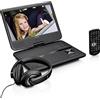 Lenco DVP-1010BK - Lettore DVD portatile da 10 pollici con cuffie e supporto per poggiatesta - batteria integrata - ingresso USB - lettore di schede SD - nero