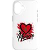 Morocco Travel Heart Co Custodia per iPhone 16 Bandiera a forma di cuore con scritta I Love Morocco, souvenir turistico