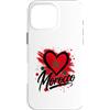 Morocco Travel Heart Co Custodia per iPhone 16 Pro Max Bandiera a forma di cuore con scritta I Love Morocco, souvenir turistico
